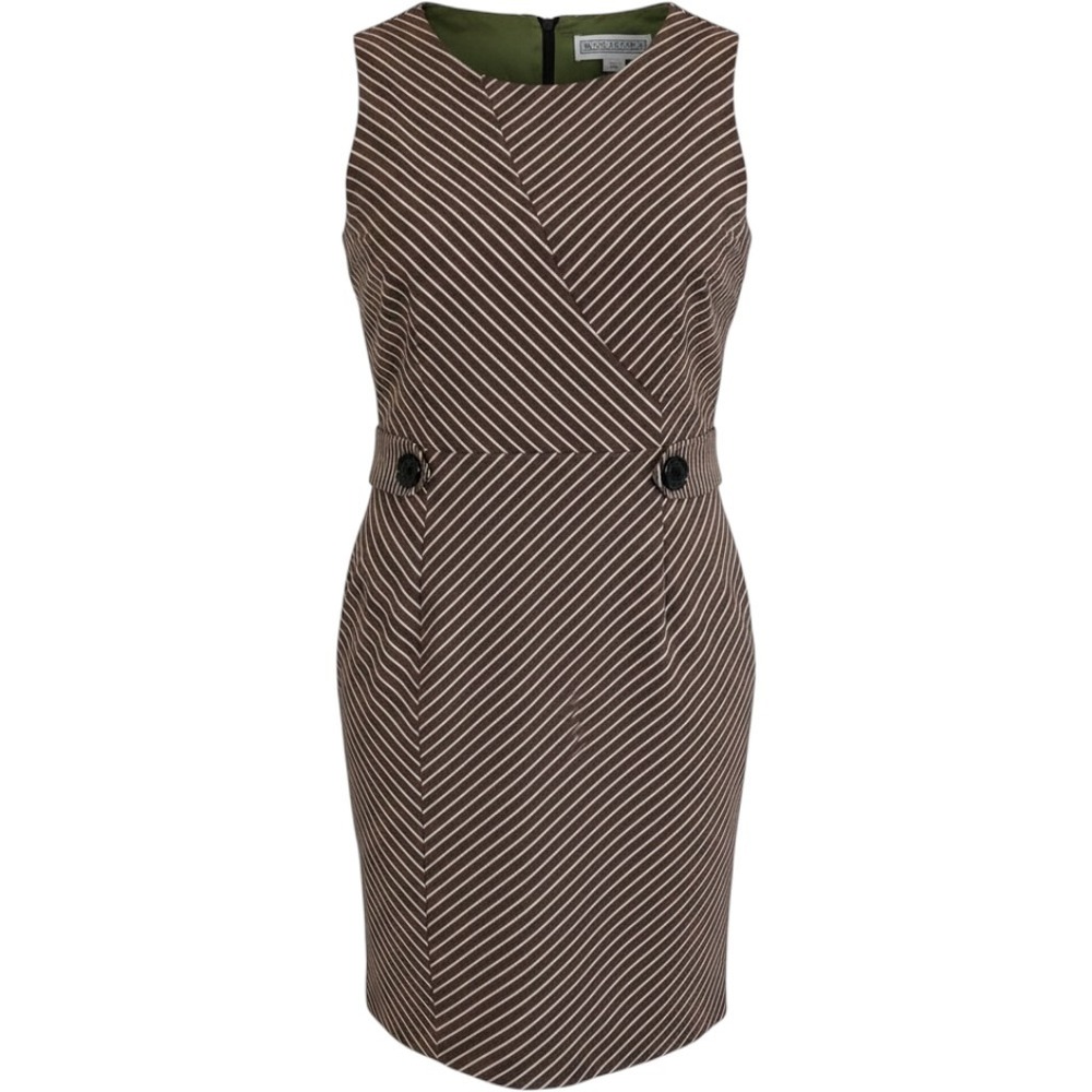 Jessica Howard Sleeveless Career Dress Womens‎ Size 14 Brown Cream Acadamia